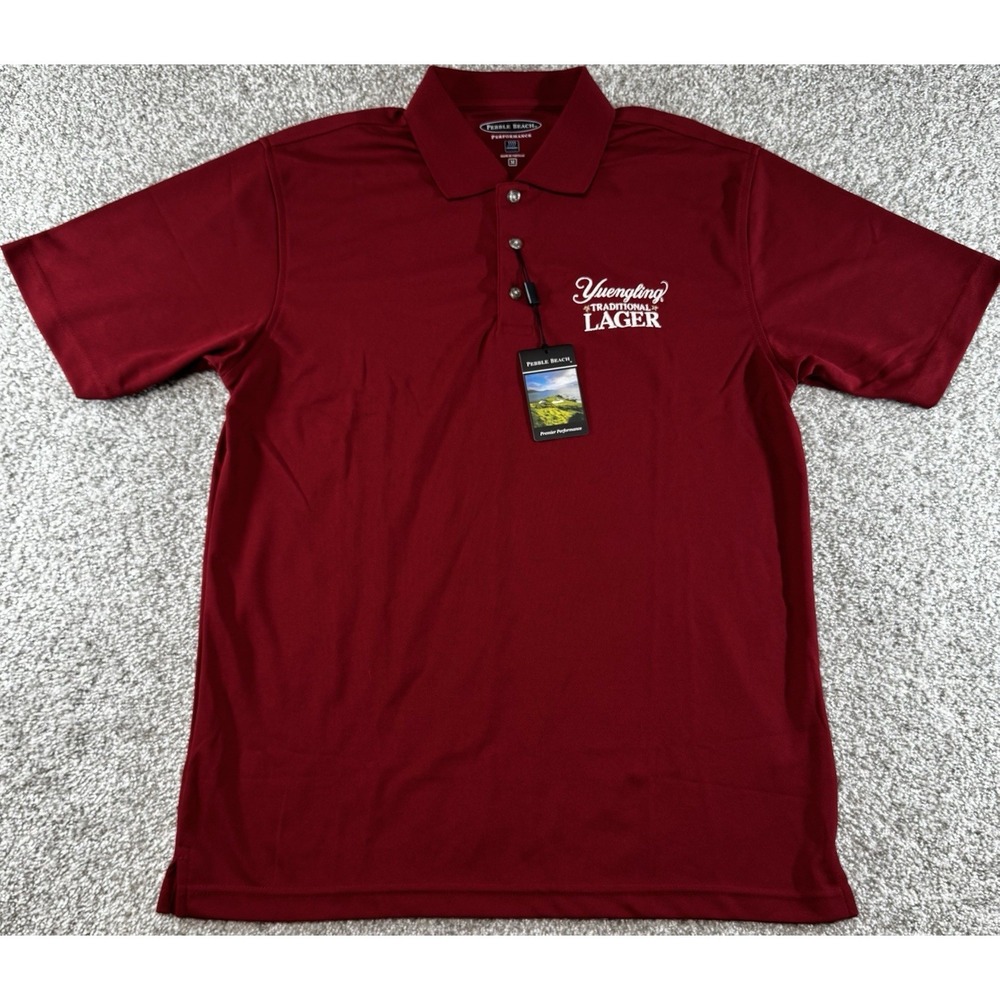 Pebble Beach Golf Polo Shirt Mens Medium Yuengling Logo Premier Performance NEW!